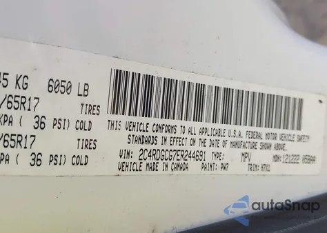 2014 Dodge Grand Caravan Sxt z USA, uszkodzony, nr VIN 2C4RDGCG7ER244691